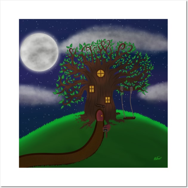 Tree house on a Hill Wall Art by Raghni.C 